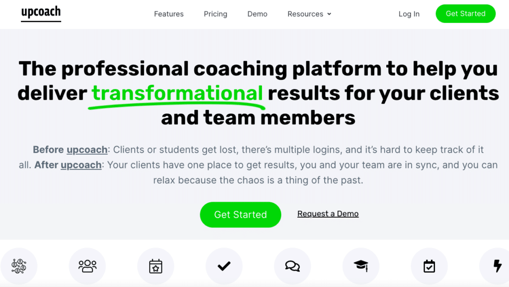 Upcoach homepage